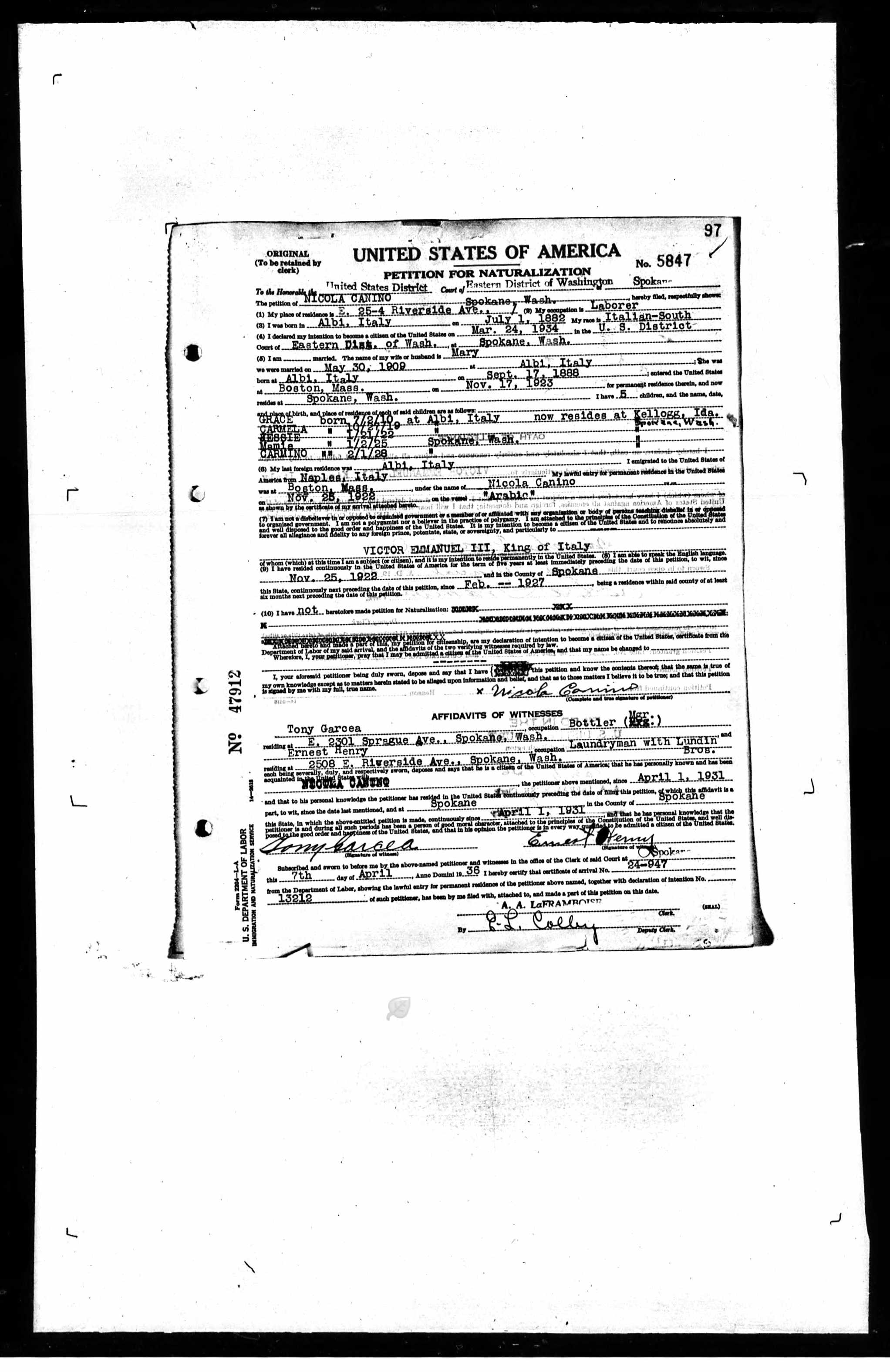 Petition for Naturalization